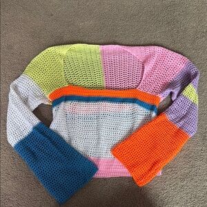Colorful Patchwork Knit Sweater